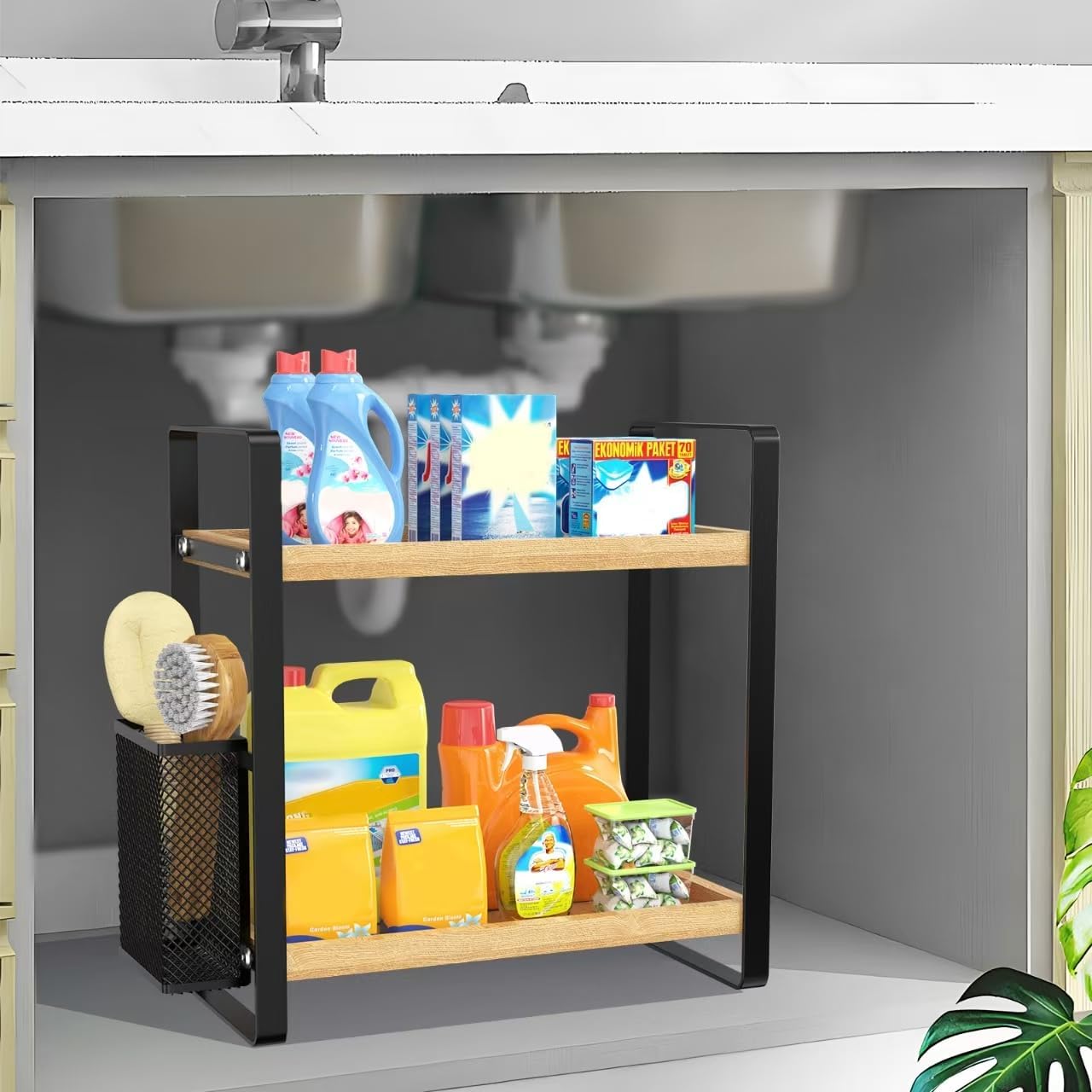 LEMIKKLE Bathroom Counter Organizer with Basket, Bathroom Organizers and Storage,Skincare Organizers for Vanity,Storage Organizers for Bathroom, Kitchen, Dresser
