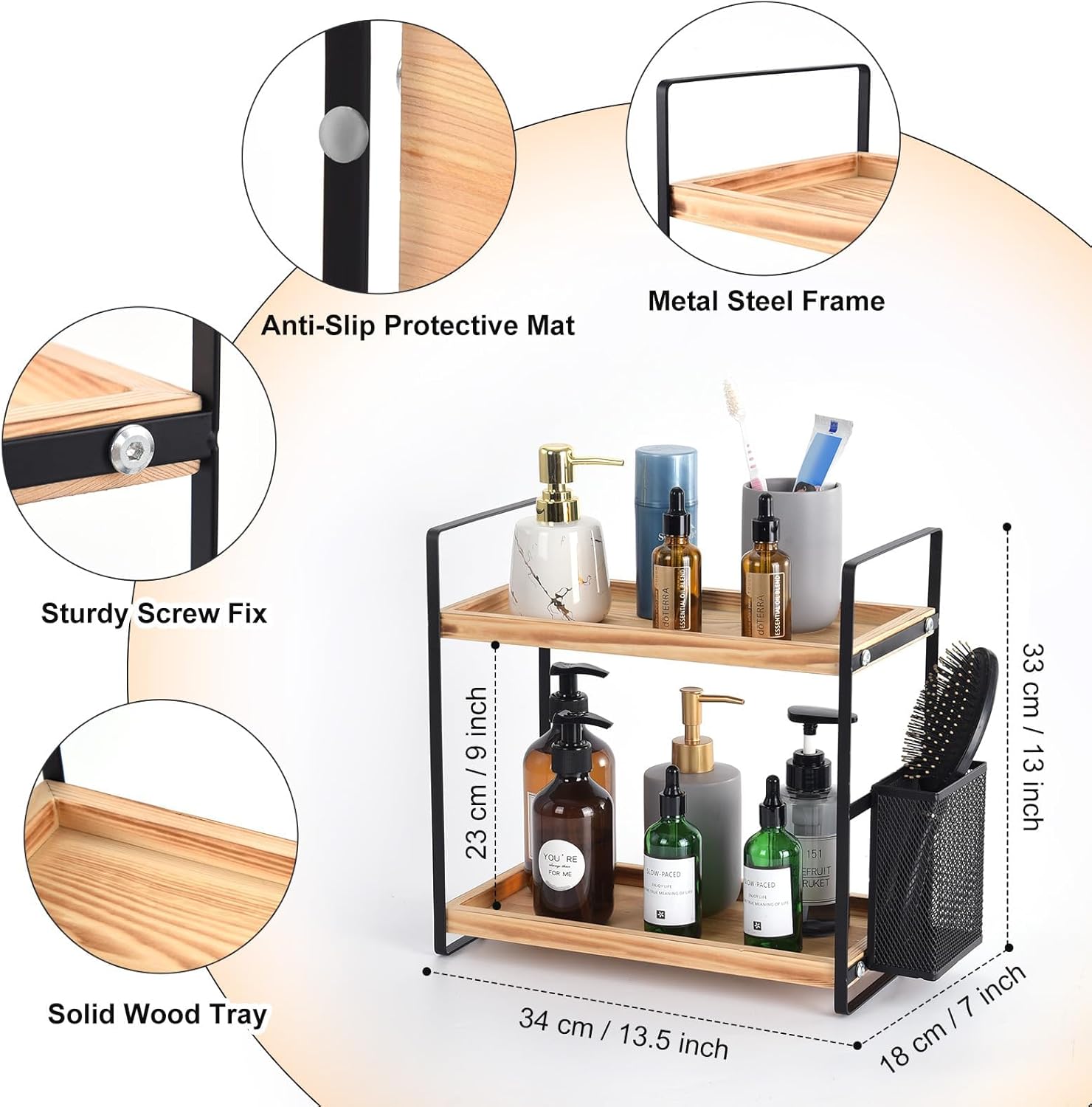 LEMIKKLE Bathroom Counter Organizer with Basket, Bathroom Organizers and Storage,Skincare Organizers for Vanity,Storage Organizers for Bathroom, Kitchen, Dresser