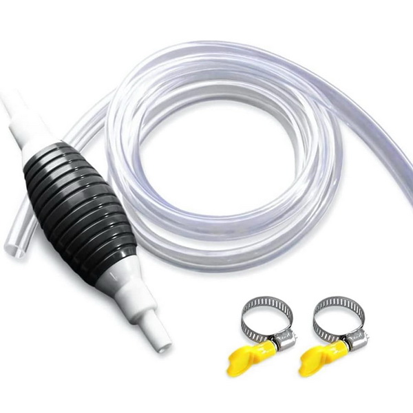 BTideas Syphon Hand Pump for Gasoline, Portable Liquid Transfer Pump with PVC Hoses, Black