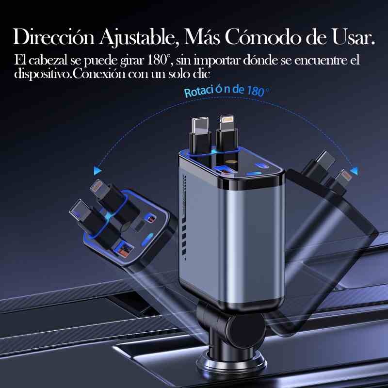 THENNIKIGO 120W Mech Car Charger w/Type-C/USB-C, 12-24V Input, 32.3in Cable (ABS+PC)