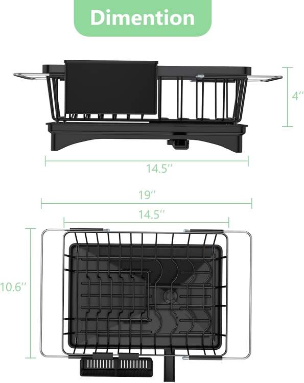Roll Up Dish Drying Rack, Over The Sink Dish Drainer Rack, Foldable Sink Drying Rack, Anti-Slip Silicone Wrapped Dish Drainer for Kitchen Counter