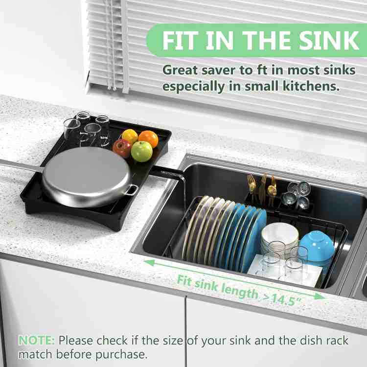 Roll Up Dish Drying Rack, Over The Sink Dish Drainer Rack, Foldable Sink Drying Rack, Anti-Slip Silicone Wrapped Dish Drainer for Kitchen Counter